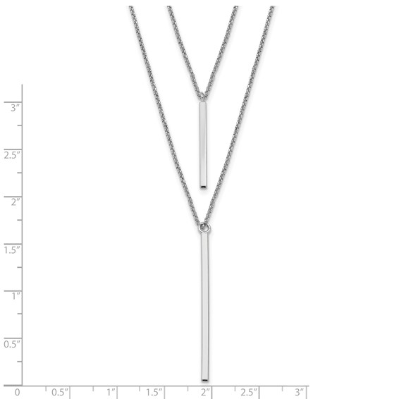 Leslie's Sterling Silver RH-plated Two Strand w/2in ext. Necklace