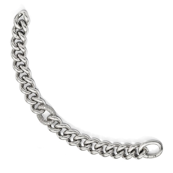 Leslie's Sterling Silver CZ Polished Woven Bracelet