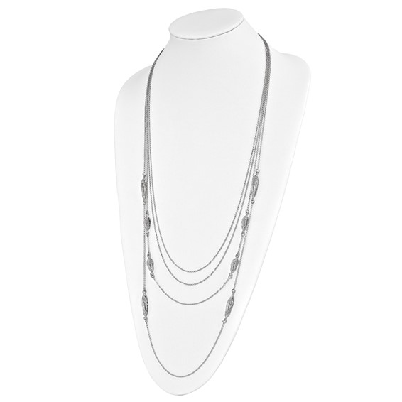 Leslie's Sterling Silver Polished Filigree Multi-strand Fancy Necklace