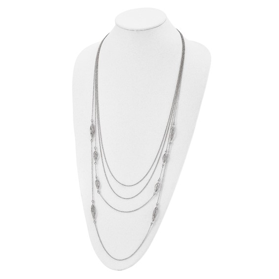 Leslie's Sterling Silver Polished Filigree Multi-strand Fancy Necklace