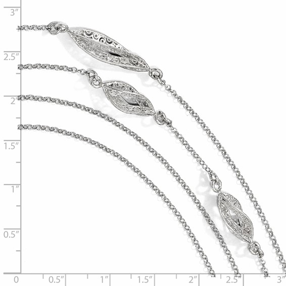 Leslie's Sterling Silver Polished Filigree Multi-strand Fancy Necklace
