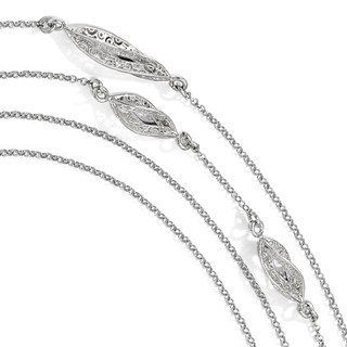 Leslie's Sterling Silver Polished Filigree Multi-strand Fancy Necklace