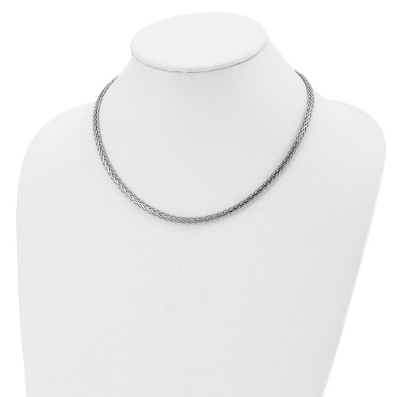 Leslie's Sterling Silver RH-plated Flat D/C Spiga Necklace