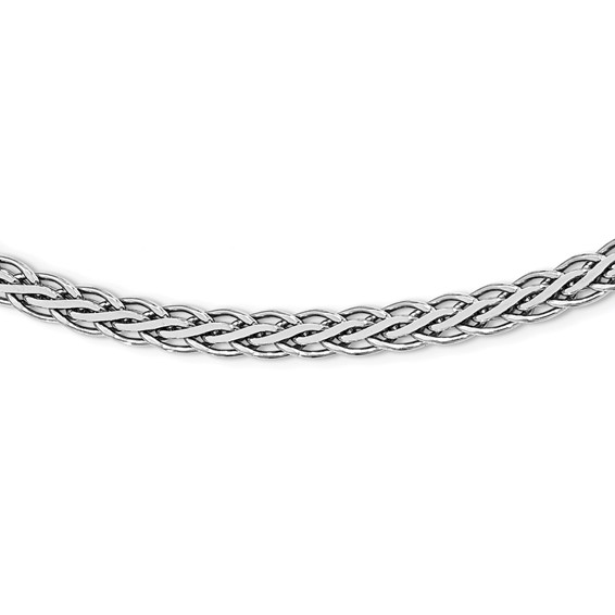 Leslie's Sterling Silver RH-plated Flat D/C Spiga Necklace