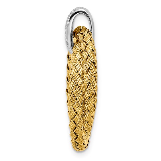 Leslie's Sterling Silver Rhodium-plated Gold-plated CZ Braided Pendant