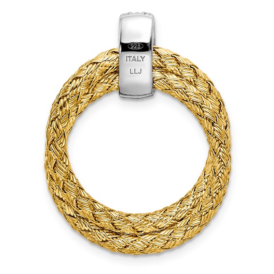 Leslie's Sterling Silver Rhodium-plated Gold-plated CZ Braided Pendant