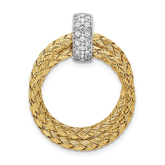 Leslie's Sterling Silver Rhodium-plated Gold-plated CZ Braided Pendant