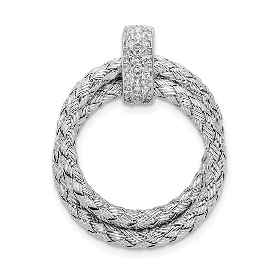 Leslie's Sterling Silver RH-plated Polished with CZ Braided Pendant