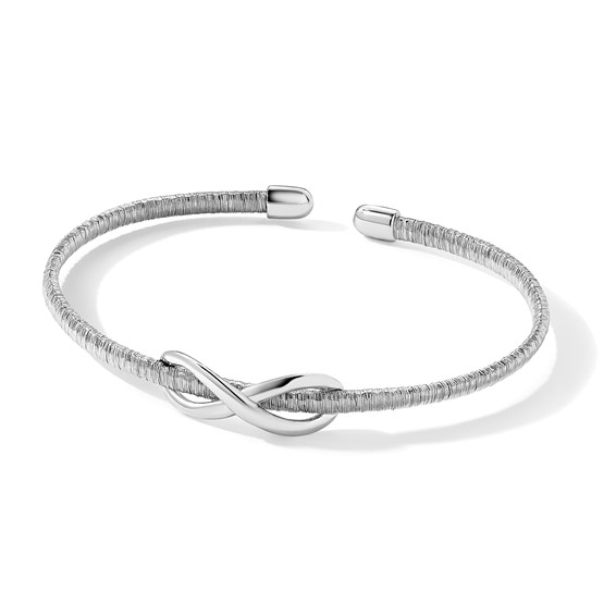 Leslie's Sterling Silver & Rhodium Textured Infinity Cuff Bangle