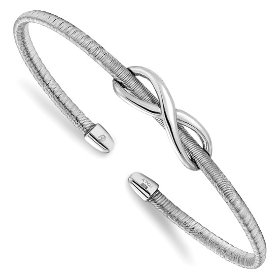 Leslie's Sterling Silver & Rhodium Textured Infinity Cuff Bangle