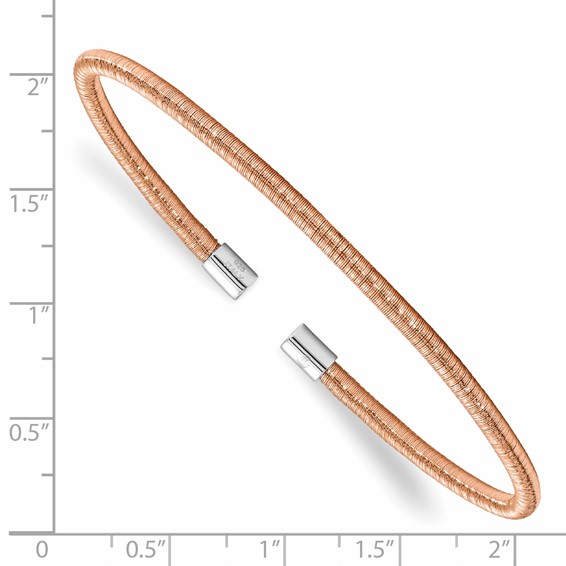Leslie's Sterling Silver Rose Rhodium Textured Cuff Bangle