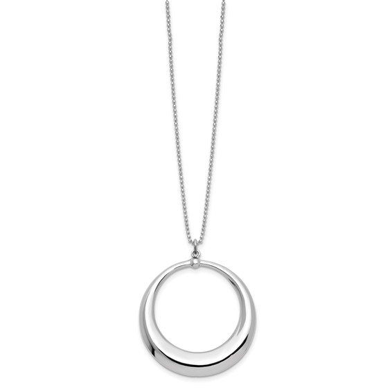 Leslie's Sterling Silver Rhodium-plated Polished Circle Necklace
