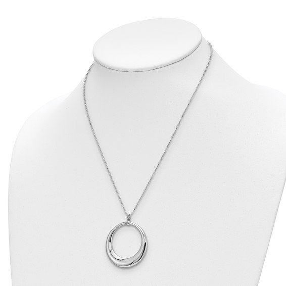Leslie's Sterling Silver Rhodium-plated Polished Circle Necklace