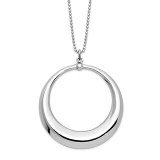 Leslie's Sterling Silver Rhodium-plated Polished Circle Necklace