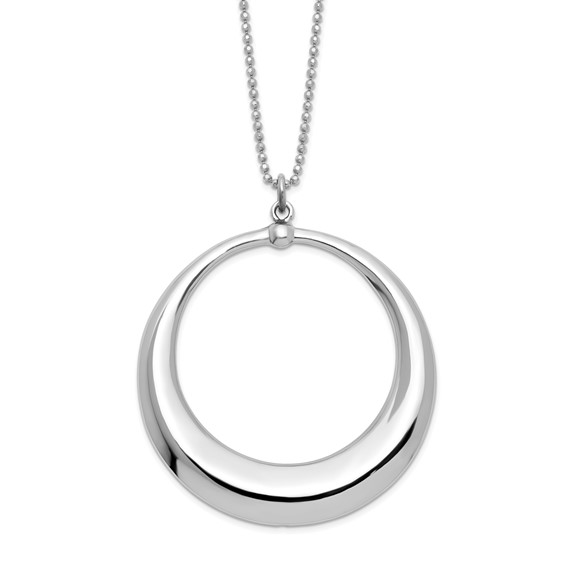 Leslie's Sterling Silver Rhodium-plated Polished Circle Necklace