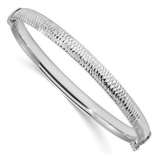 Leslie's Sterling Silver RH-plated Polished & Textured Bangle