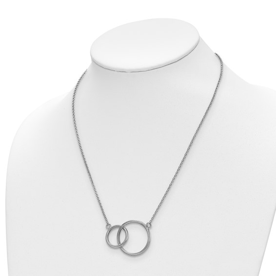 Leslie's Sterling Silver Rhodium Intertwined Circles w/2 in ext. Necklace