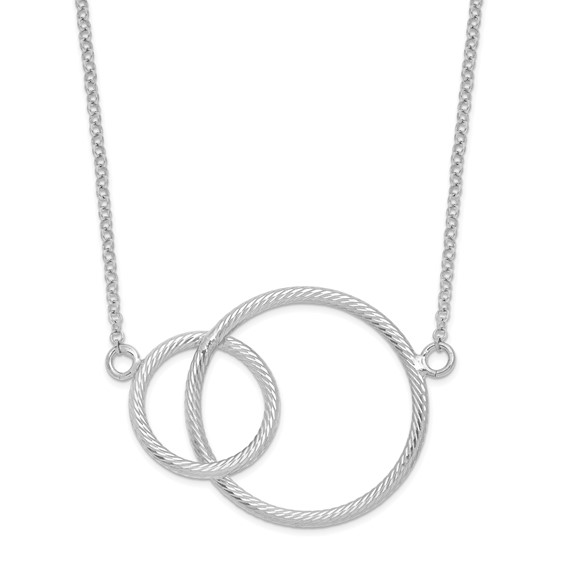 Leslie's Sterling Silver Rhodium Intertwined Circles w/2 in ext. Necklace