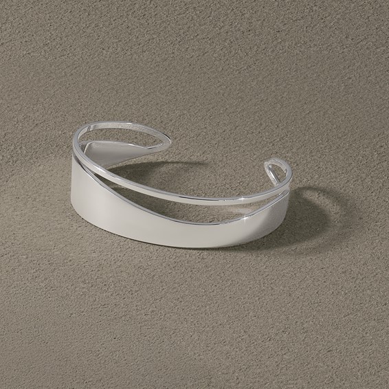 Leslie's Sterling Silver RH-plated Polished Fancy Cuff Bangle