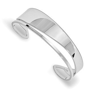 Leslie's Sterling Silver RH-plated Polished Fancy Cuff Bangle