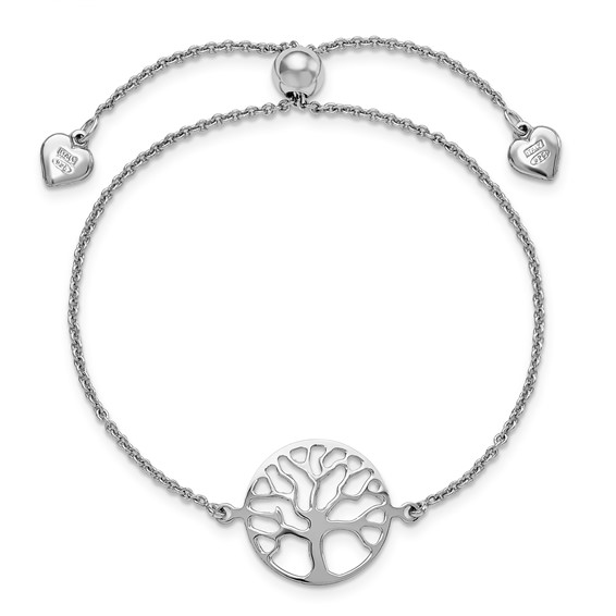Leslie's Sterling Silver RH-plated Tree of Life Adjustable Bracelet