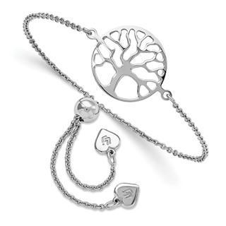 Leslie's Sterling Silver RH-plated Tree of Life Adjustable Bracelet