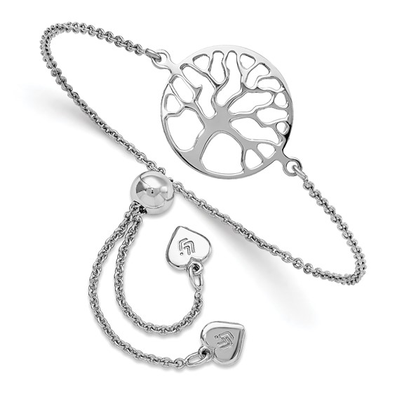 Leslie's Sterling Silver RH-plated Tree of Life Adjustable Bracelet