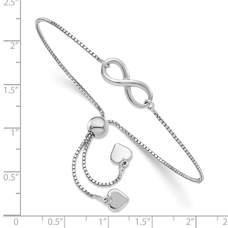 Sterling Silver RH-plated Polished Infinity Adjustable Bracelet