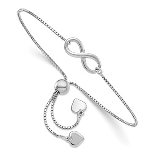 Leslie's Sterling Silver RH-plated Polished Infinity Adjustable Bracelet
