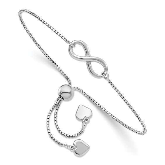Leslie's Sterling Silver RH-plated Polished Infinity Adjustable Bracelet