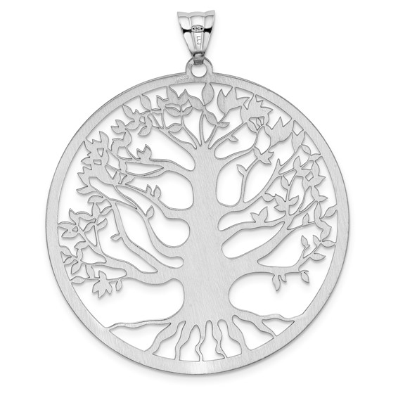 Leslie's Sterling Silver RH-plated Polish/Dia-cut Tree of Life Pendant
