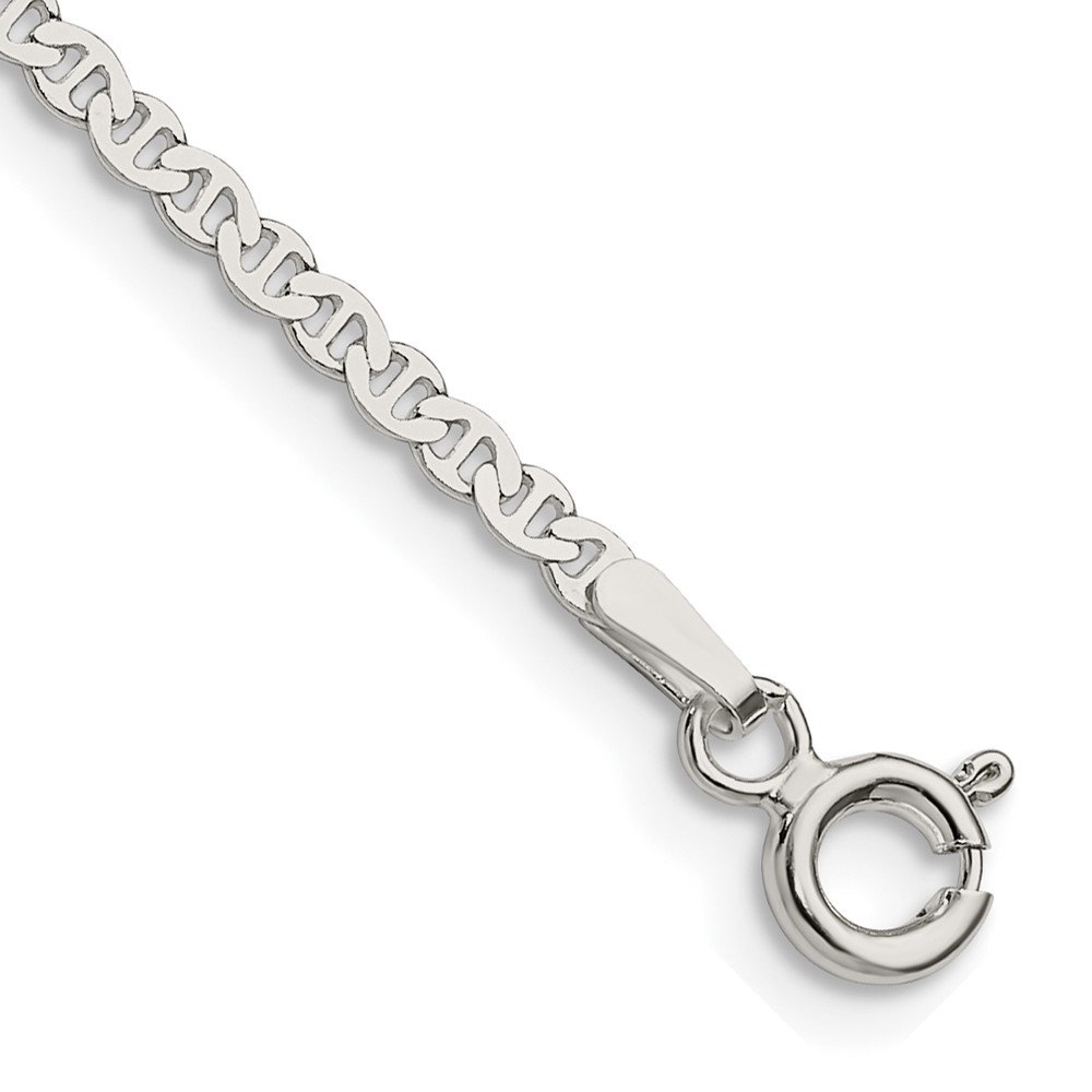 Sterling Silver 2.25mm Flat Anchor Chain Anklet (QLFA050-9)