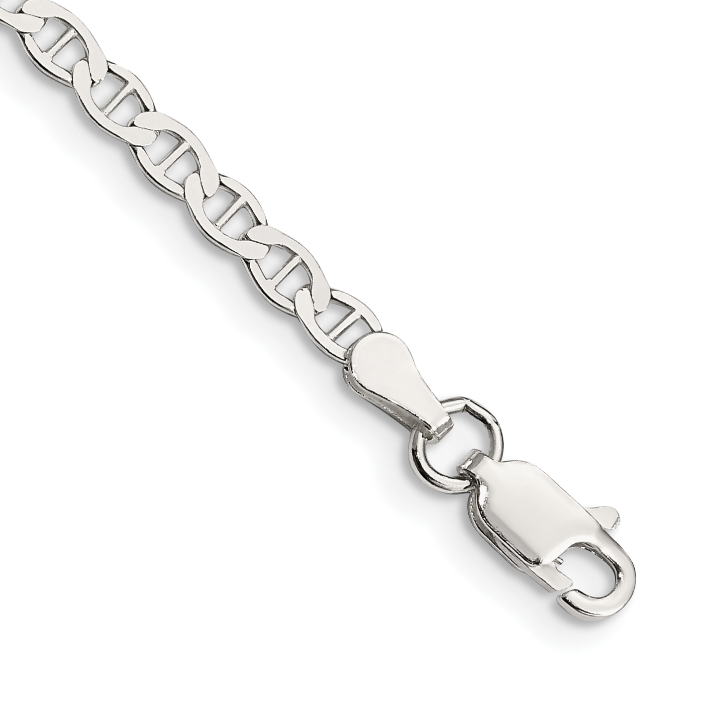 Sterling Silver 3.1mm Flat Anchor Chain Anklet (QLFA065-10)