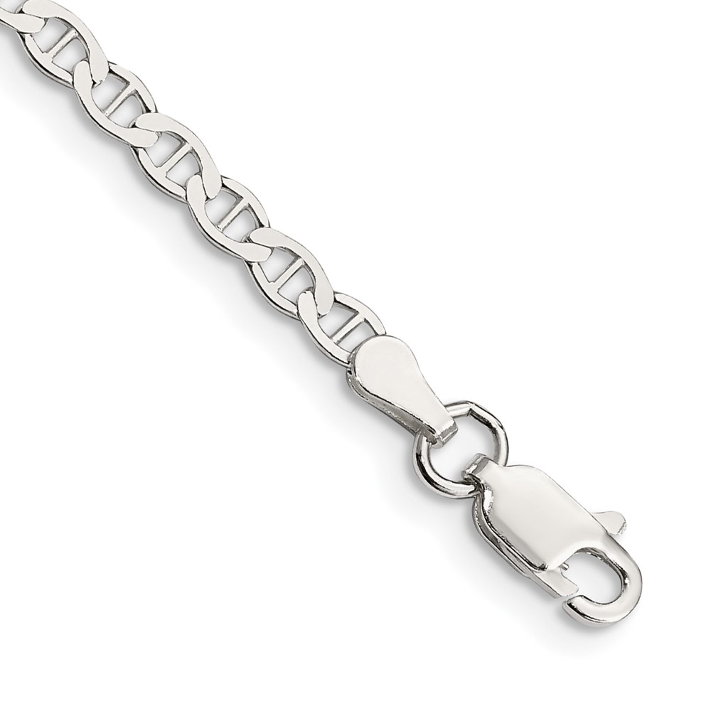 Sterling Silver 3.1mm Flat Anchor Chain Anklet (QLFA065-10)