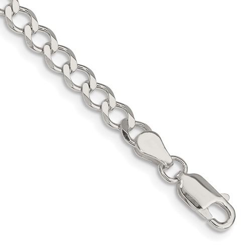 Sterling Silver 4.5mm Semi-solid Flat Curb Chain