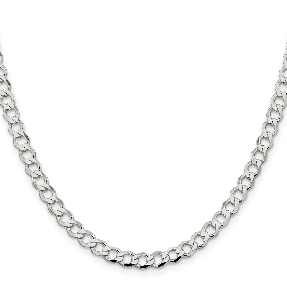 Sterling Silver 5.3mm Semi-solid Flat Curb Chain (QLFB120-18)