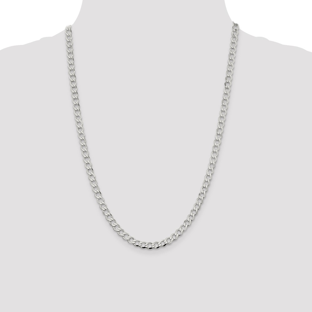 Sterling Silver 5.3mm Semi-solid Flat Curb Chain (QLFB120-24)