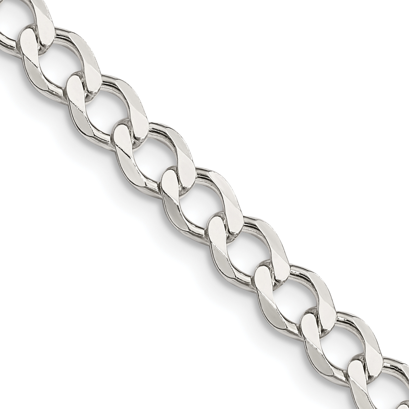 Sterling Silver 5.3mm Semi-solid Flat Curb Chain (QLFB120-16)