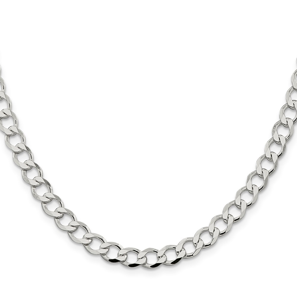 Sterling Silver 6.7mm Semi-solid Flat Curb Chain (QLFB150-18)