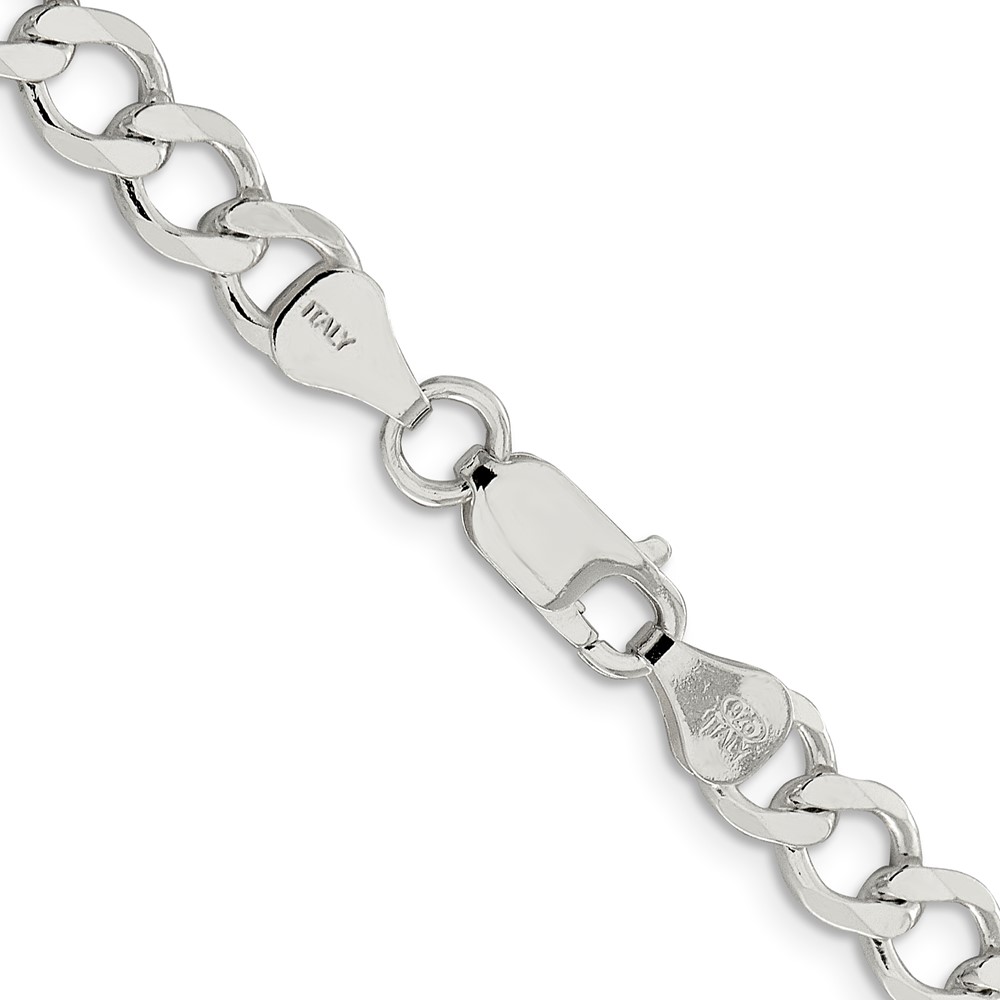 Sterling Silver 6.7mm Semi-solid Flat Curb Chain (QLFB150-18)