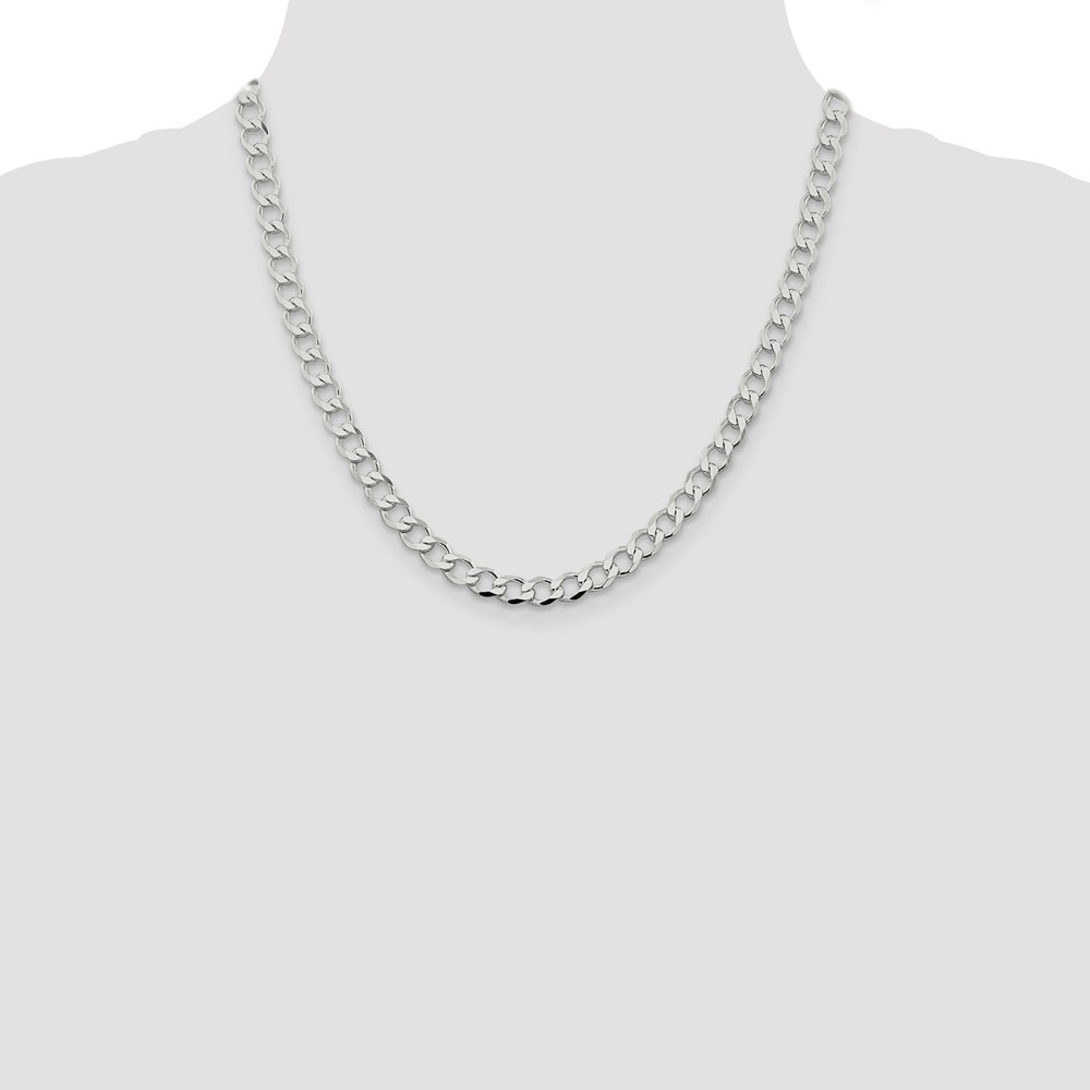 Sterling Silver 6.7mm Semi-solid Flat Curb Chain (QLFB150-20)