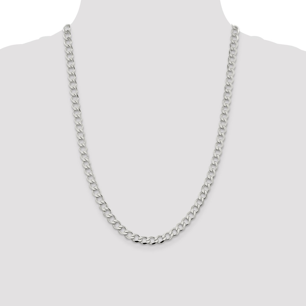 Sterling Silver 6.7mm Semi-solid Flat Curb Chain (QLFB150-24)