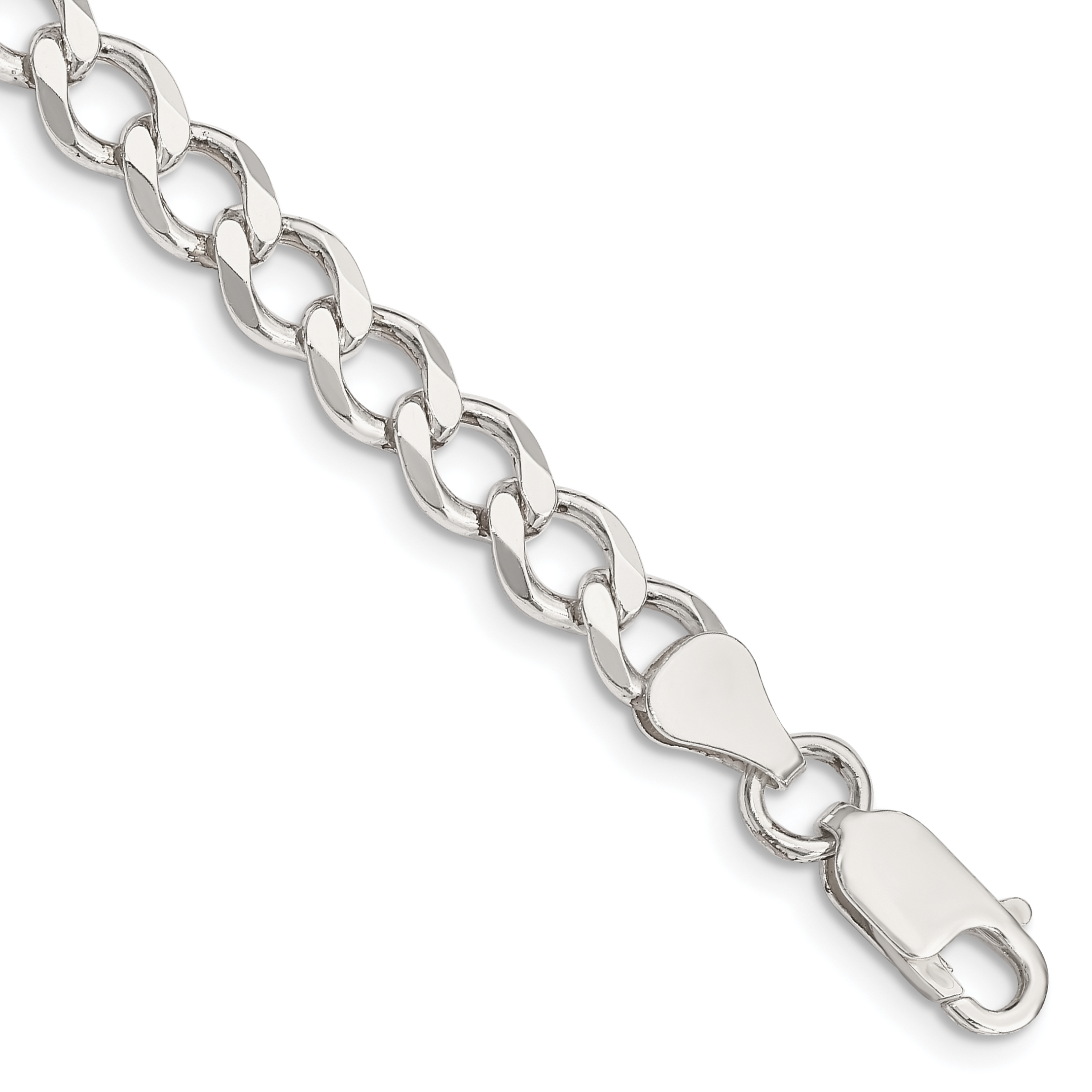 Sterling Silver 6.7mm Semi-solid Flat Curb Chain (QLFB150-7)
