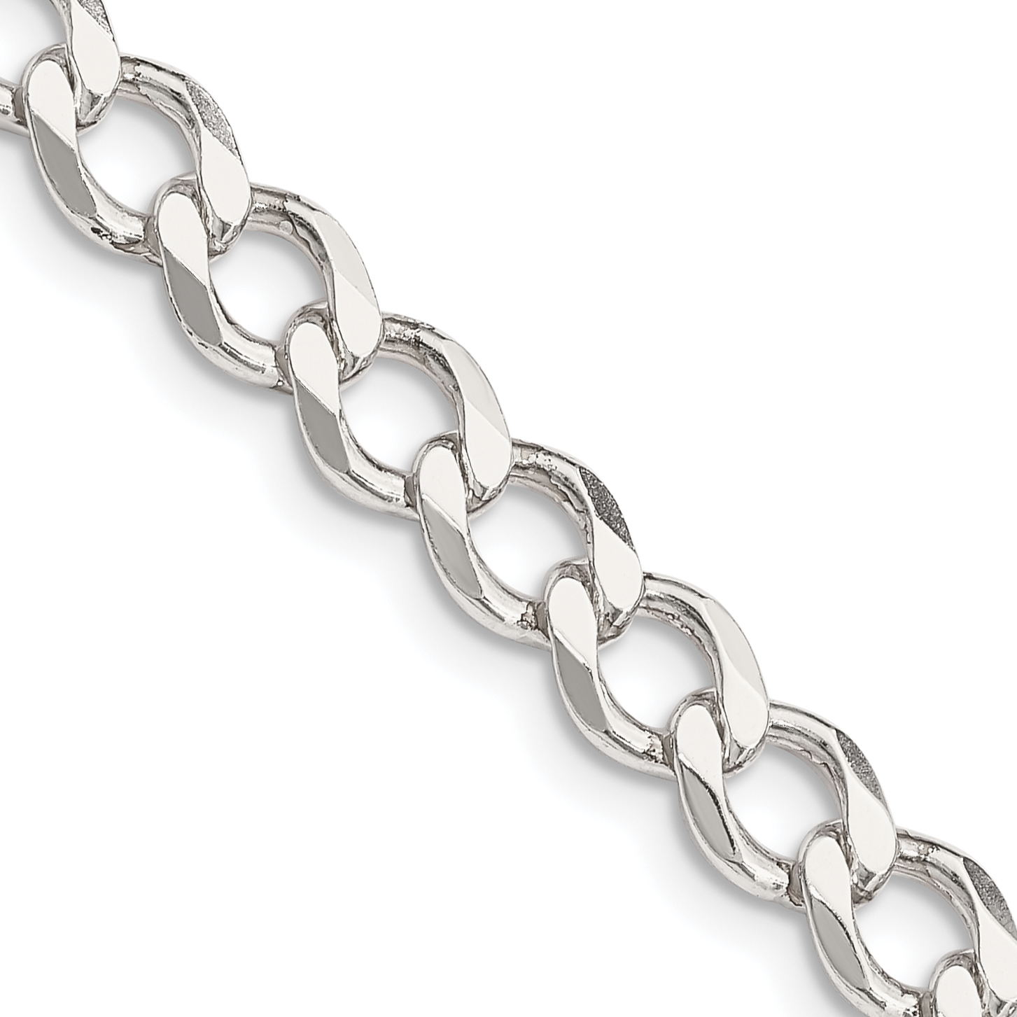 Sterling Silver 6.7mm Semi-solid Flat Curb Chain (QLFB150-18)