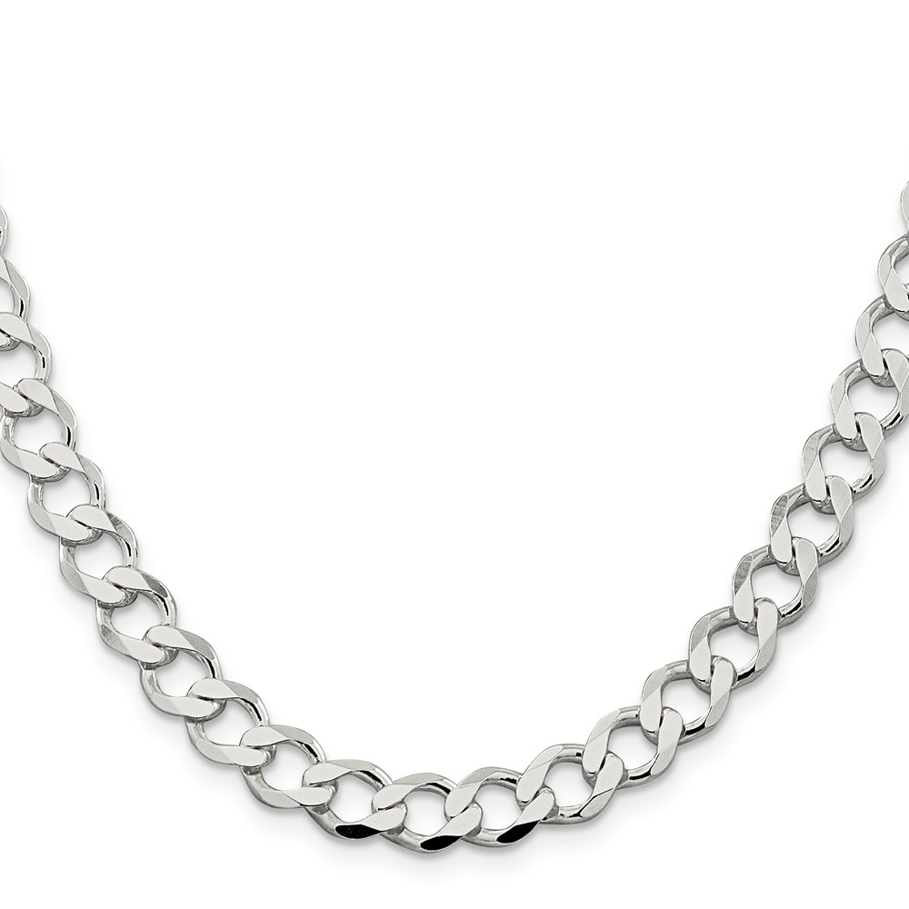Sterling Silver 8.1mm Semi-solid Flat Curb Chain (QLFB180-18)