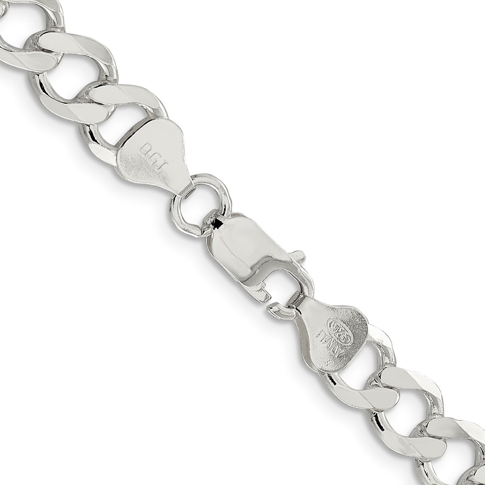 Sterling Silver 8.1mm Semi-solid Flat Curb Chain (QLFB180-18)
