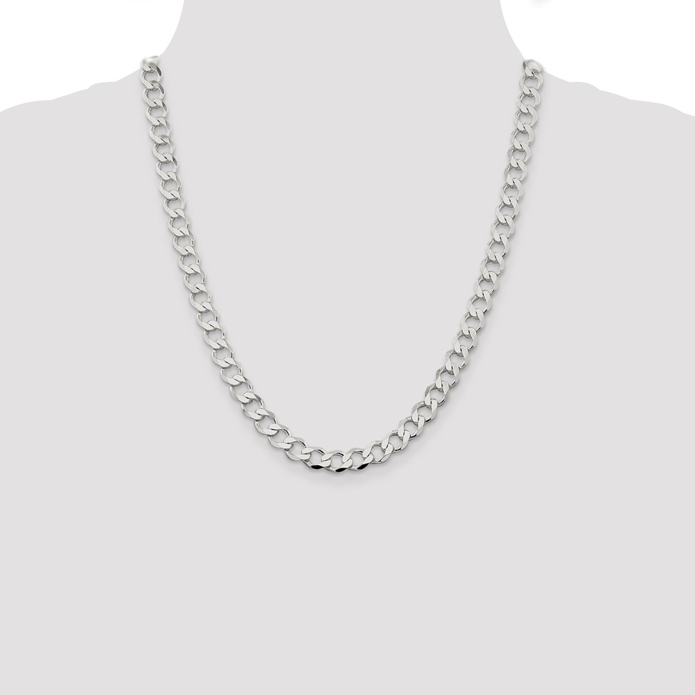 Sterling Silver 8.1mm Semi-solid Flat Curb Chain (QLFB180-22)