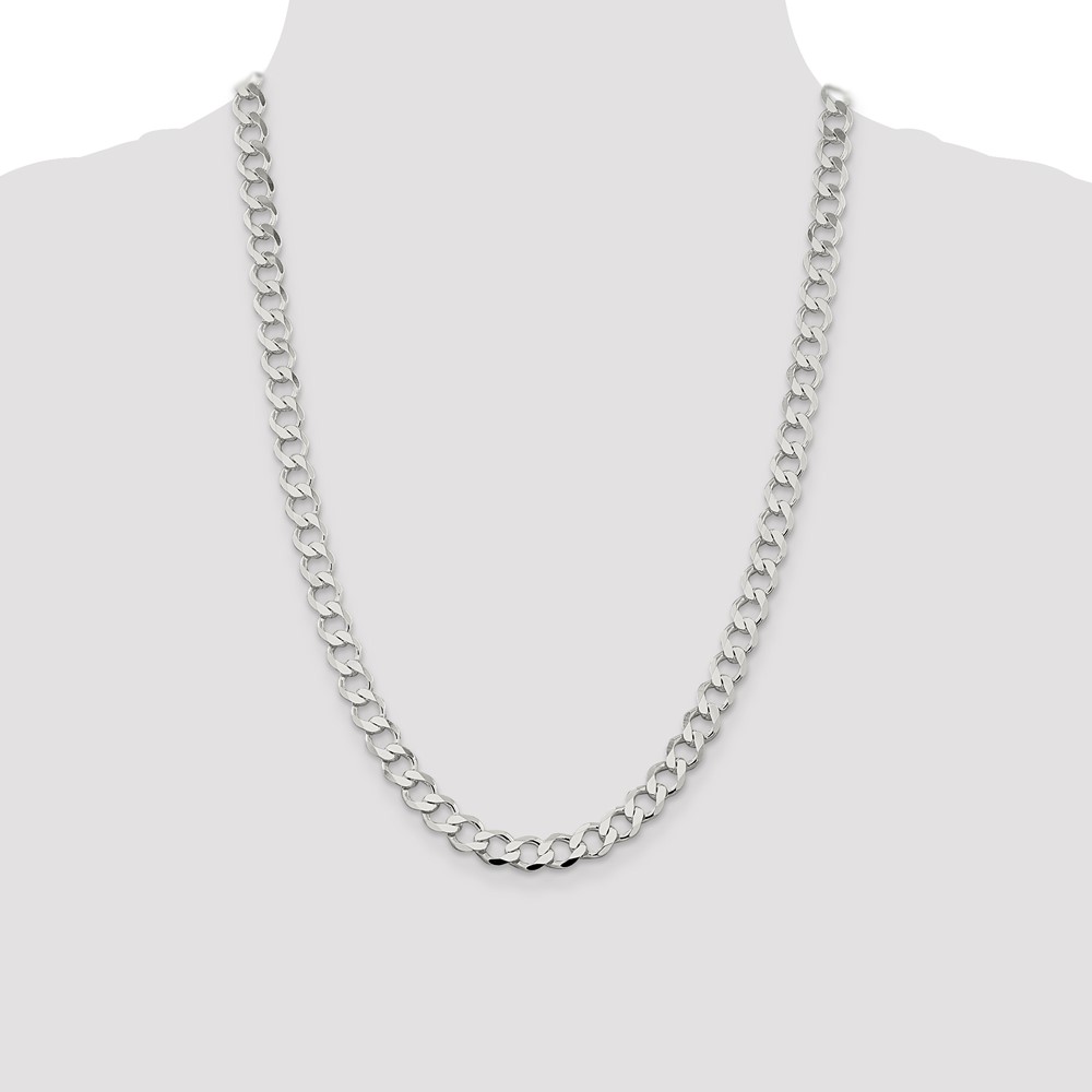 Sterling Silver 8.1mm Semi-solid Flat Curb Chain (QLFB180-24)