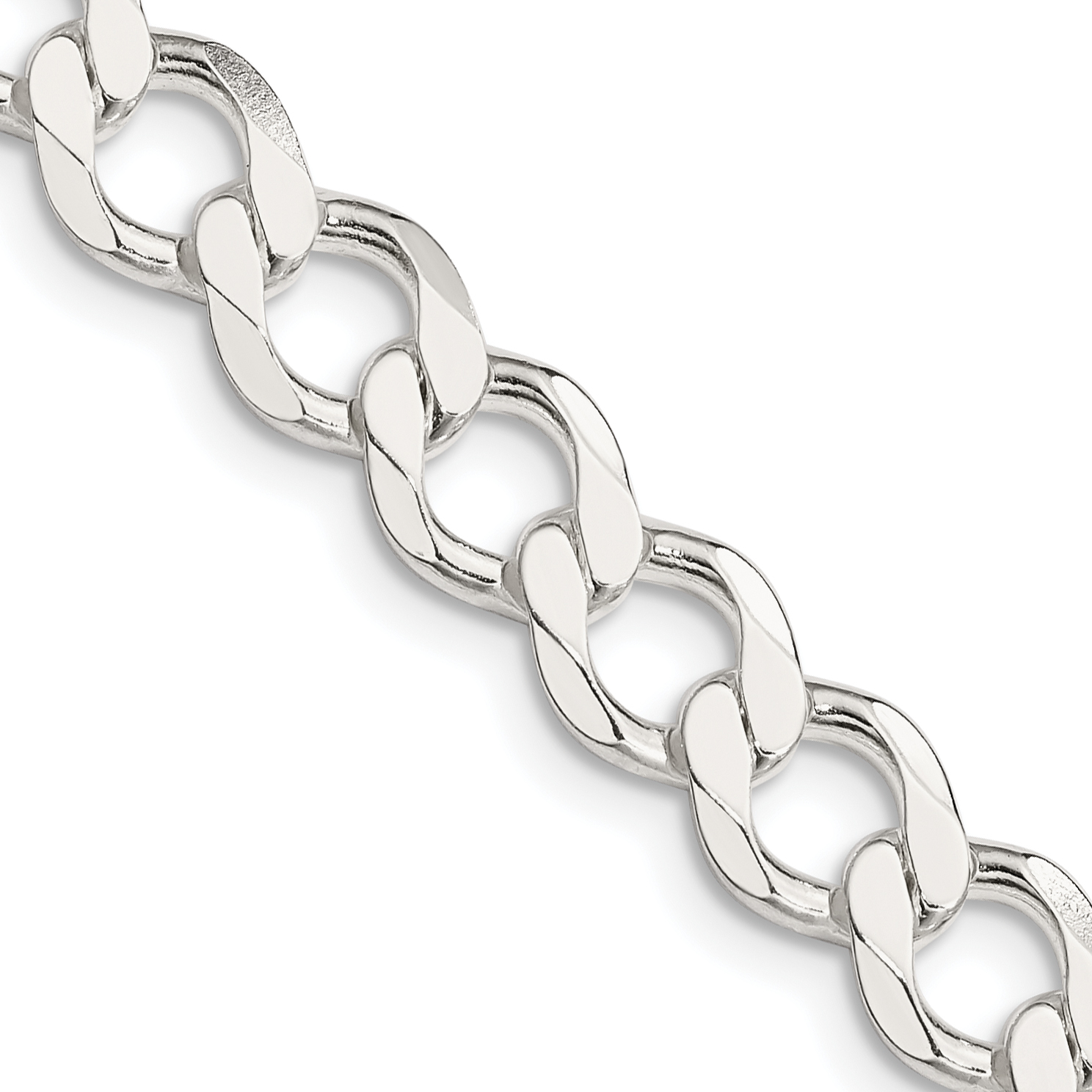 Sterling Silver 8.1mm Semi-solid Flat Curb Chain (QLFB180-18)