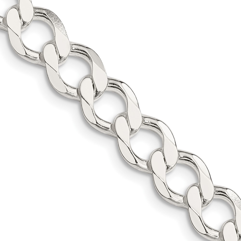 Sterling Silver 8.1mm Semi-solid Flat Curb Chain (QLFB180-18)